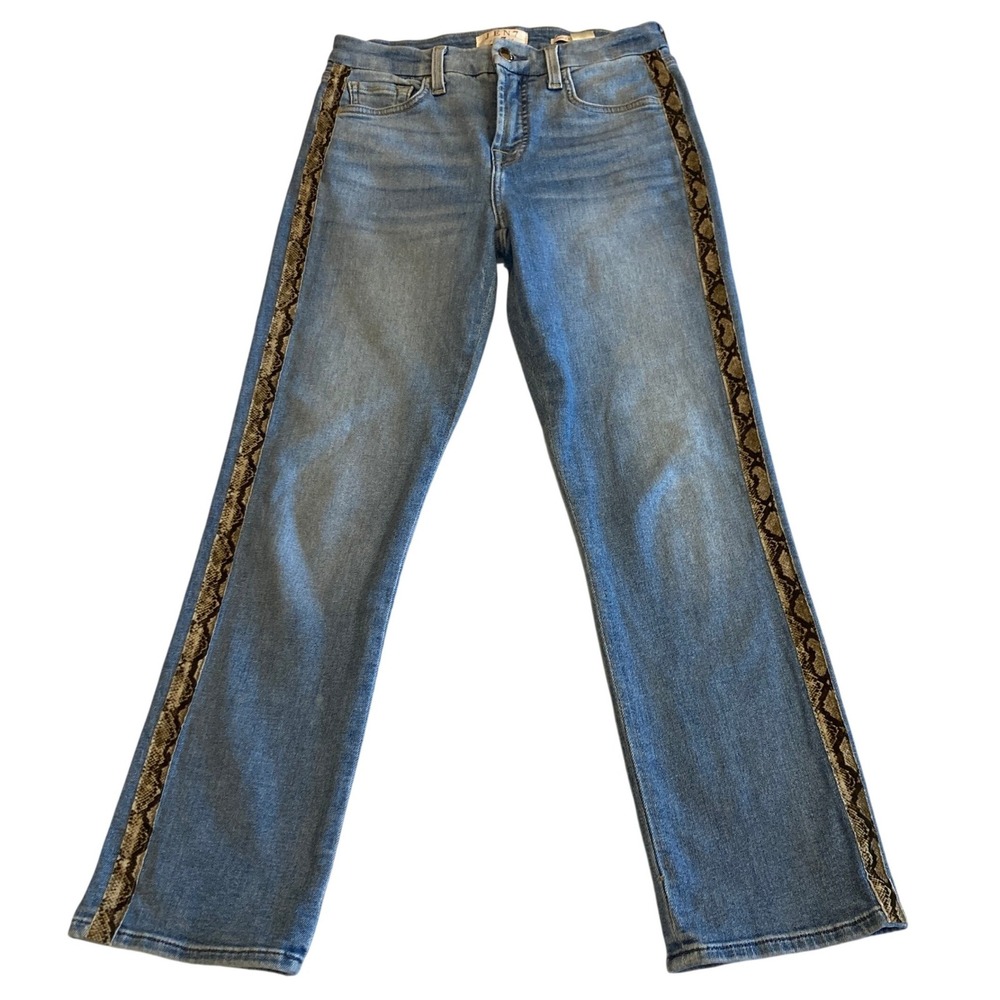 Jen7 by 7 For All Mankind Jean 2 (26x26) Ankle Straight Snakeskin Stripe Stretch
